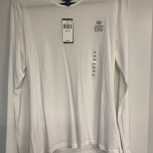 NWT Ralph Lauren white long sleeve t shirt. XXL with silver crest.
